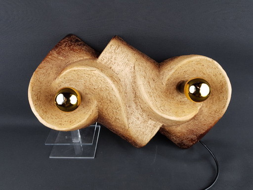 Vintage Brutalist Chamotte Klei Wandlamp - Mid-Century Modern Keramiek (Jaren '60/'70) 2 lamps