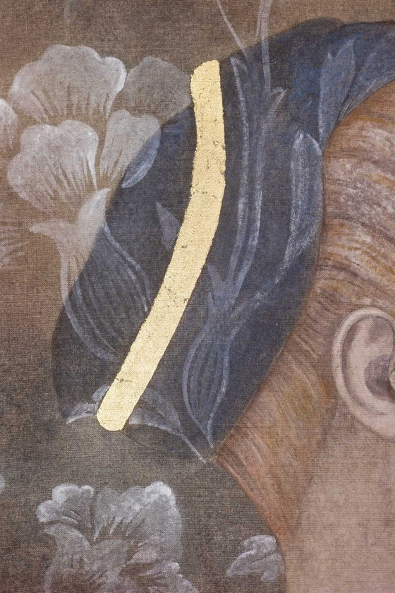 Image 1 of Tela dipinta raffigurante un ritratto in stile rinascimentale italiano