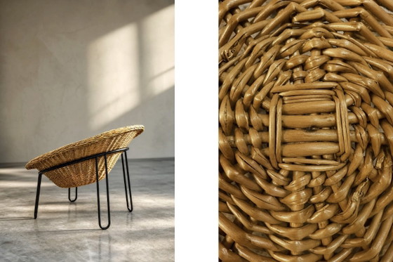 Sedia sferica vintage in rattan, stile moderno boho di metà secolo, italiana, anni '50. – Poltrone, Metal (photo 14 of 20)