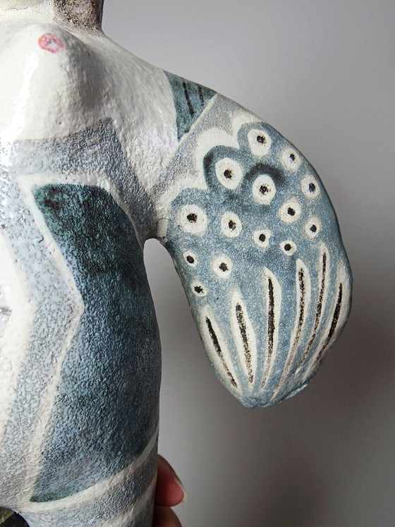 Image 1 of Vintage gestileerde keramische wandsculptuur van een zeemeermin