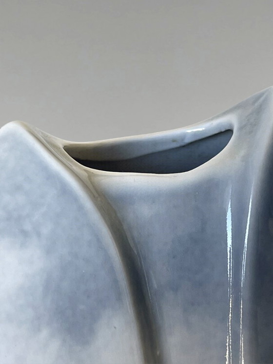 Image 1 of Virebent porcelain vase – stylized landscape decoration – organic design – Made in France – 18 cm