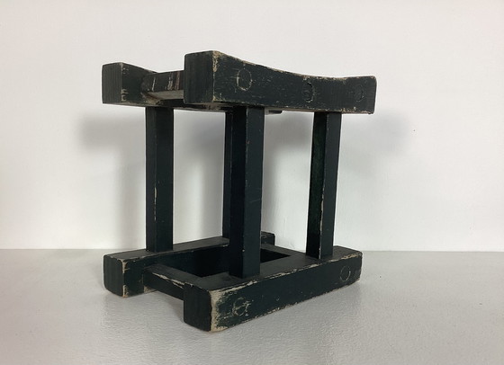 Image 1 of Jaren ‘30 vintage weiblok kruk melkkruk blokdruk 