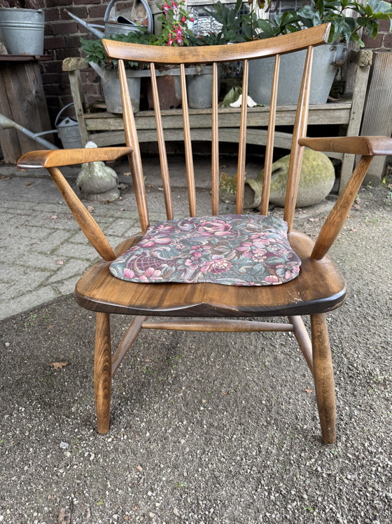 Sedia a fusi in legno vintage – Poltrone, Textile, Wood (photo 5 of 7)