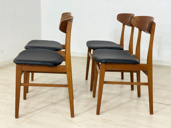 Image 1 of Deense teakhouten stoelen / Vintage eetkamerstoelen / Keukenstoelen / Deense designstoelen