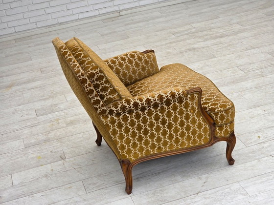 Image 1 of 1950s Danish Relax Chair, Furniture Velour, Carved Ash Wood