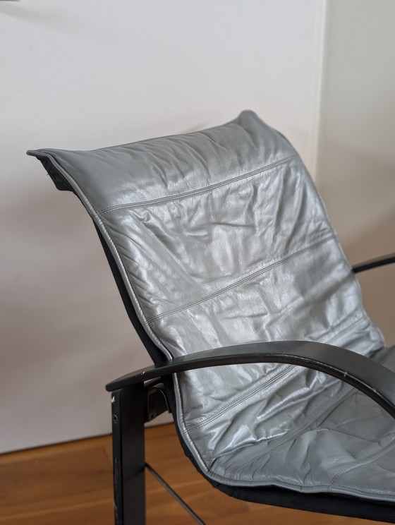 Image 1 of Vintage 1980 Tord Bjorklund Polhem IKEA fauteuil stoel grijs leder