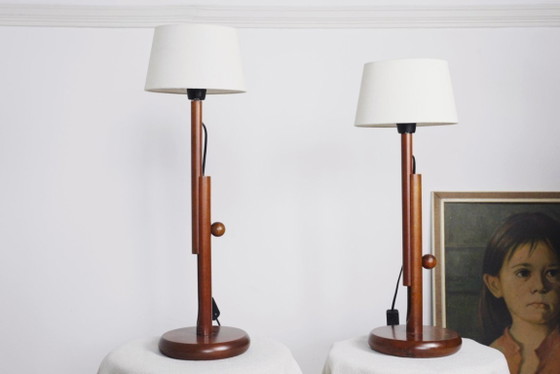 Lampada da tavolo MCM in teak vintage regolabile stile scandinavo - Coppia disponibile – Lampade da tavolo (photo 8 of 10)