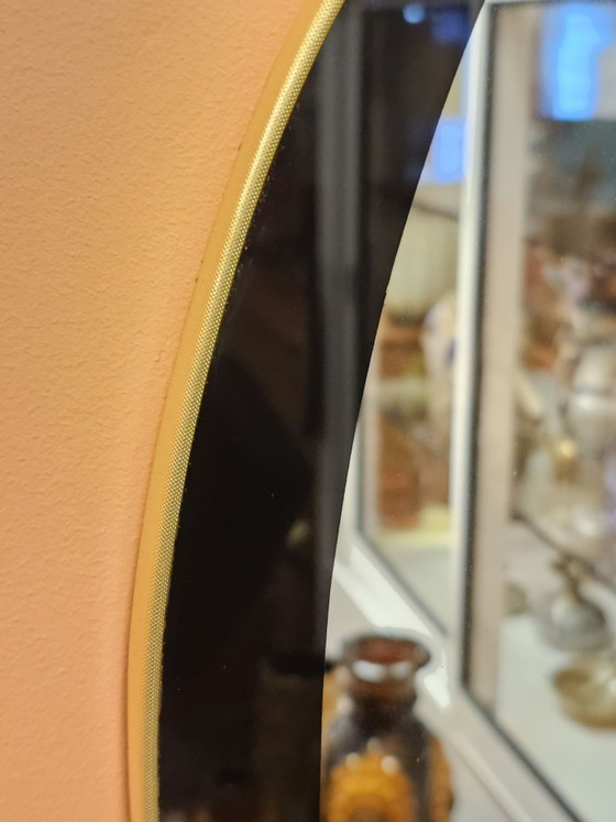 Oval Vintage Mirror Black Edge Brass Trim Wall Mirror – Glass (photo 6 of 6)