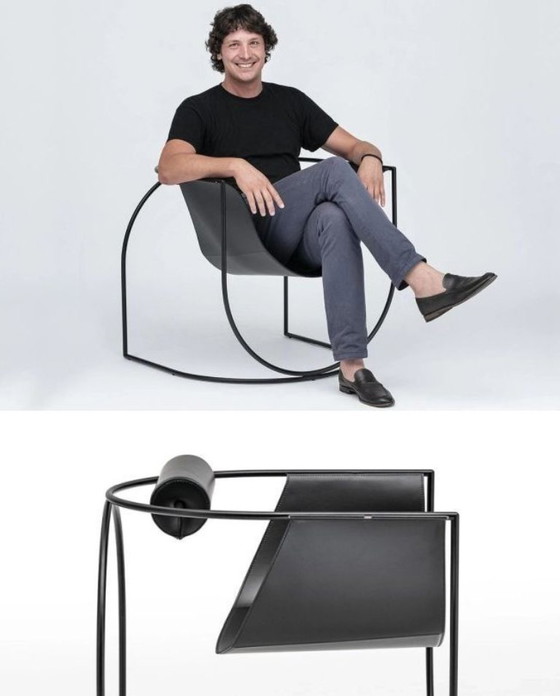 Living Divani - Lemni chair LEMP073 (set of 2 pieces), Armchairs, Aluminium, Leather, Black, Modern (photo 5 of 5)
