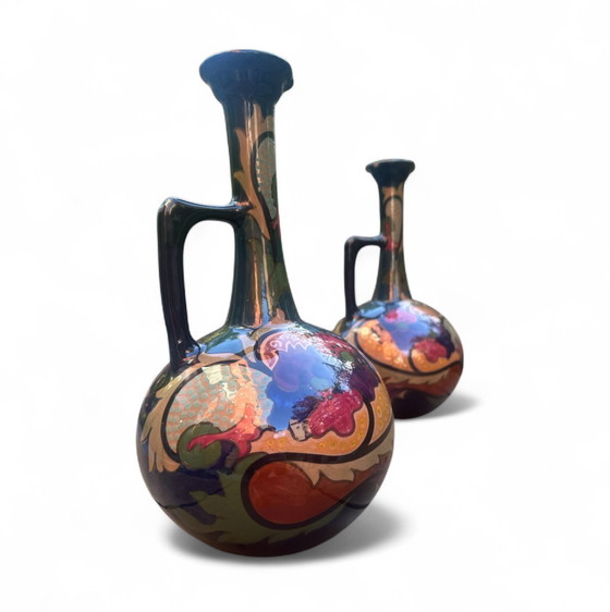 Image 1 of Plateel Gouda vaas zuid Holland 1920 floraal decor