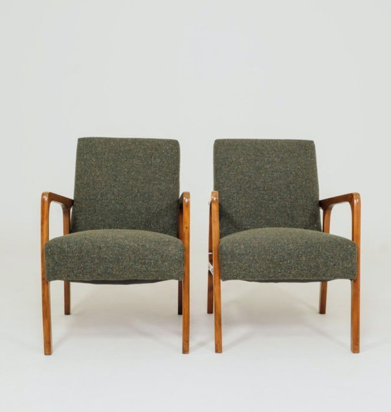 Image 1 of Vintage fauteuil in mid-century modern design, avocadogroene granola, 1960