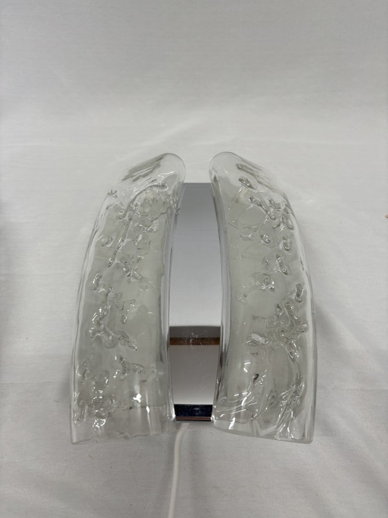 Image 1 of Set van 2 vintage Doria Leuchten ijsglas wandlampen jaren 60