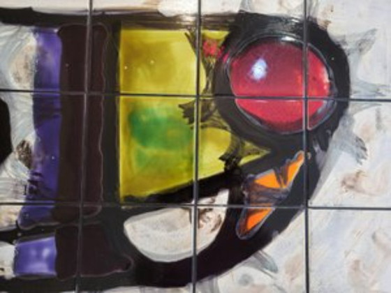 Image 1 of Juliette Belarti coffee table in Volcan lava and Belgium ceramics 1960