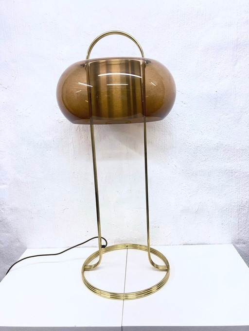 70s space age floor lamp from Temde brass plastic