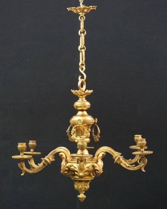 Lustre Louis XVI en bronze doré. (photo 4 of 4)