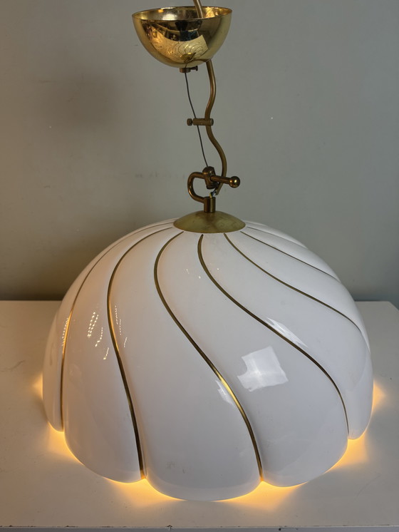 Image 1 of Vintage XL Keramische Hanglamp jaren 70 stijl van Tommaso Barbi Made in Italy 