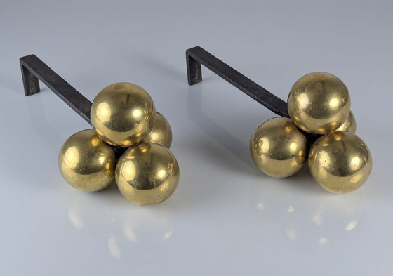 Image 1 of Alari in bronzo e ferro battuto di Jacques Adnet, anni '30
