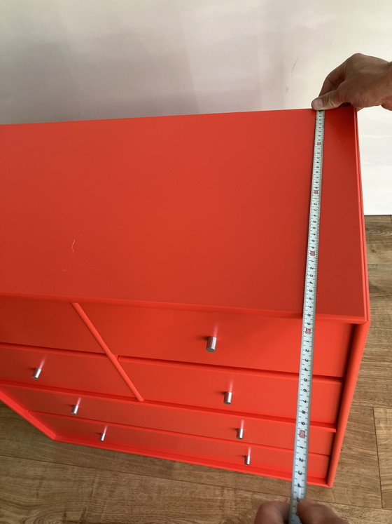 Image 1 of Cassettiera modulare originale Montana Furniture con 6 cassetti, colore rosso acceso.

