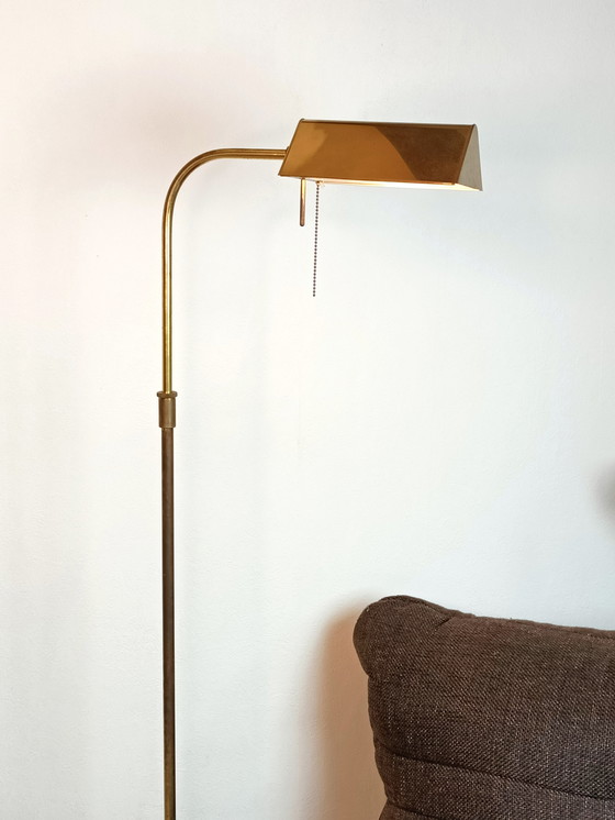 Image 1 of Vintage messing leeslamp vloerlamp goudkleurig 