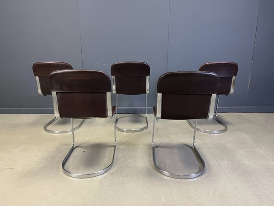 Image 1 of Vintage eetkamerstoelen van Willy Rizzo voor Cidue, set van 5, jaren 70.