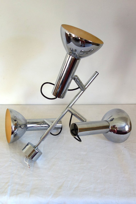 Image 1 of Lampadario a 3 faretti cromato degli anni '70