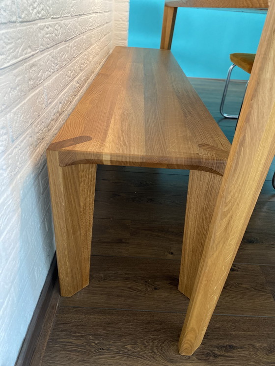 Image 1 of Artisan Hanny oak dining table with bench