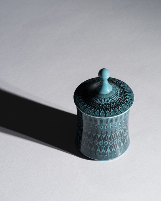 Image 1 of Trío gráfico turquesa Rosenthal Studio-Line Diseño de Theo Baumann Jarrones y caja