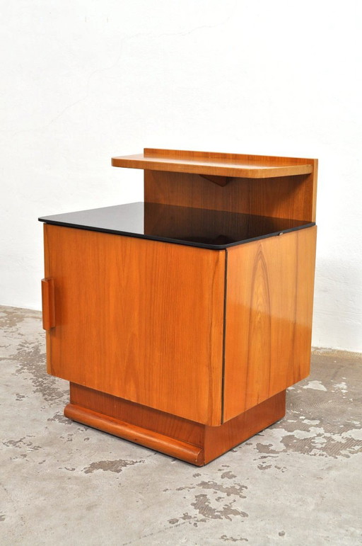 Comodini Art Déco Jindrich Halabala, anni '40 – nachtkastjes, Glass, Wood (photo 2 of 13)
