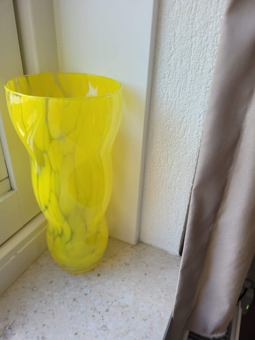 Retro gele gevlekte vaas 