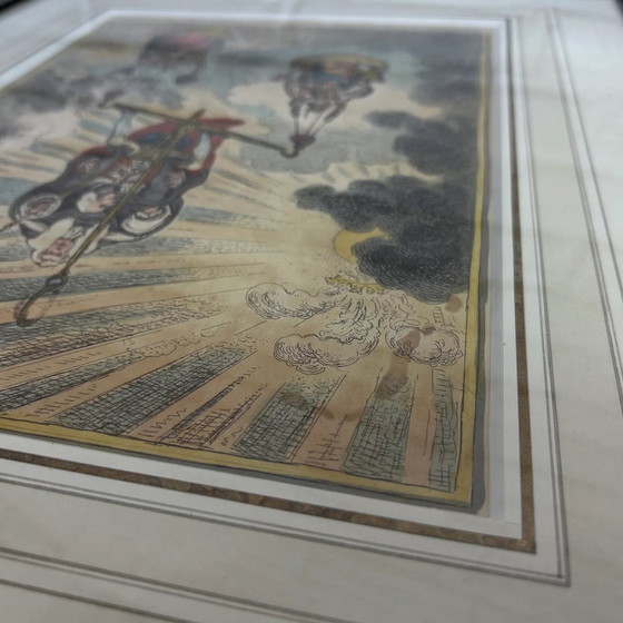 Image 1 of Raro originale colorato a mano - L'equilibrio del gabinetto - James Gillray (1757-1815)