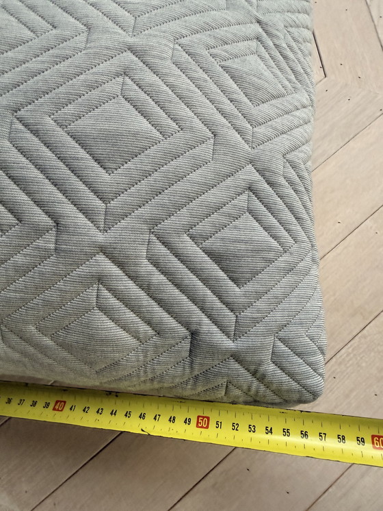 Image 1 of Ferm living, lichtgrijs dik sierkussen in ruitpatroon