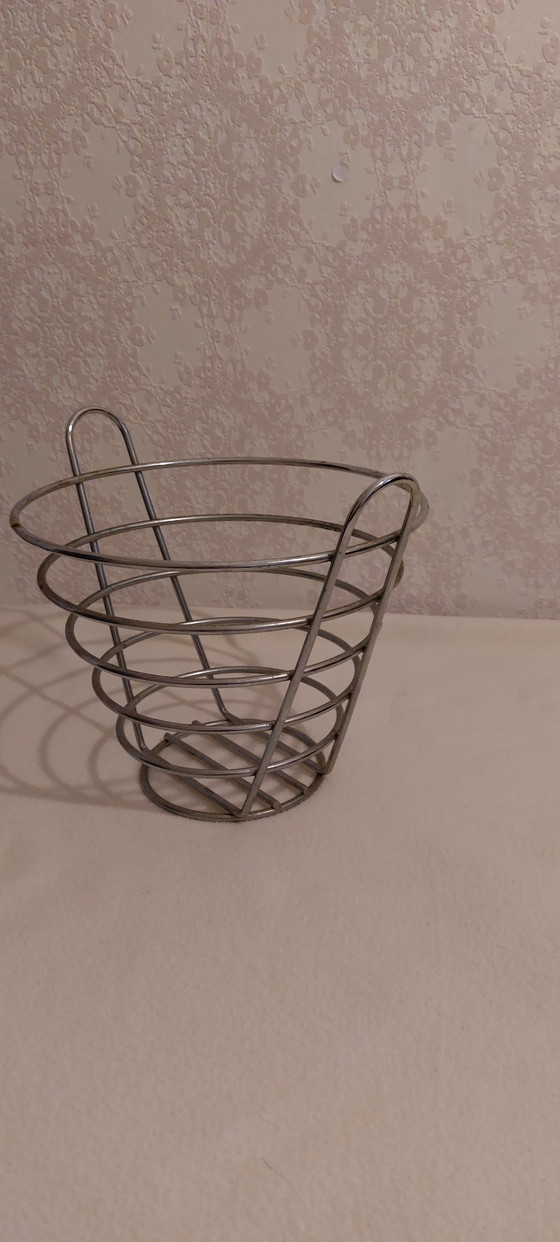 Image 1 of Vintage Chrome Fruit Bowl Wire Basket