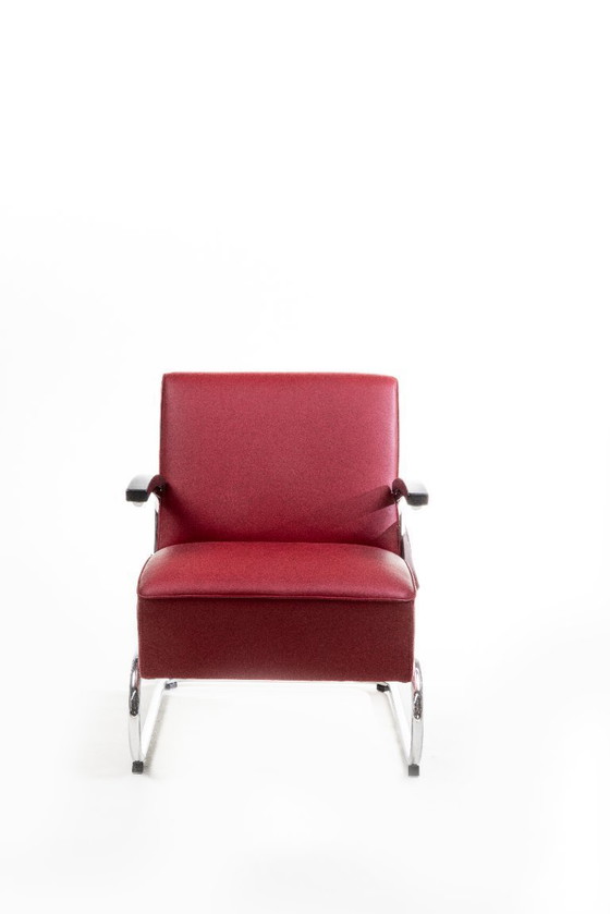 Image 1 of 1x Thonet S411 + ottoman - Red leather