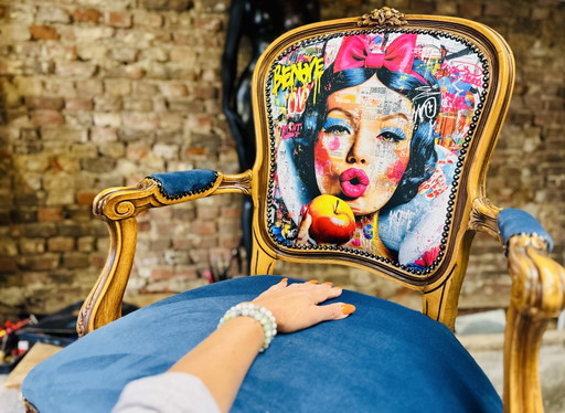 Sillón vintage único – Diseño Pop Art de Blancanieves – fauteuils, Wood, Velvet (photo 2 of 13)