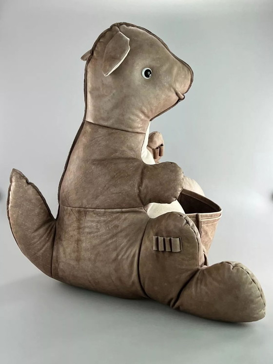 Image 1 of 60s 70s vintage leather kangaroo magazine rack Space Age