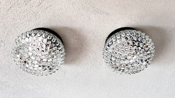 Image 1 of Vintage pair of bubble glass lamps