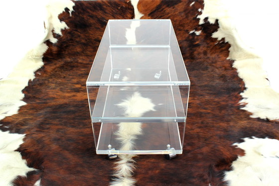 Image 1 of As New, Very High Quality Mid - Century Acrylic Glass Trolley / Coffee Table with Pull-Out Tray, Completely Restored