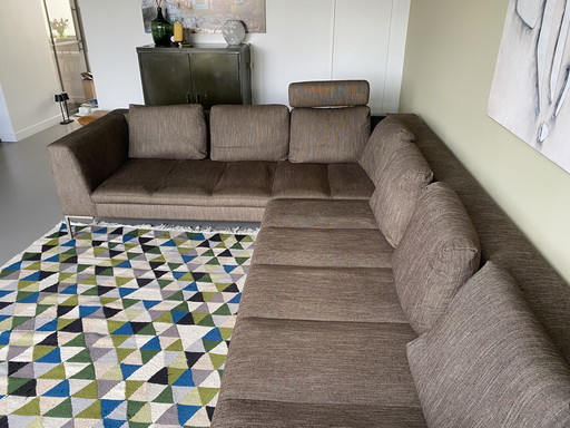 Canapé d'angle Montel Tristan en tissu marron