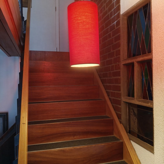 Image 1 of Rode hanglamp Ø18 – Rode stoffen kap