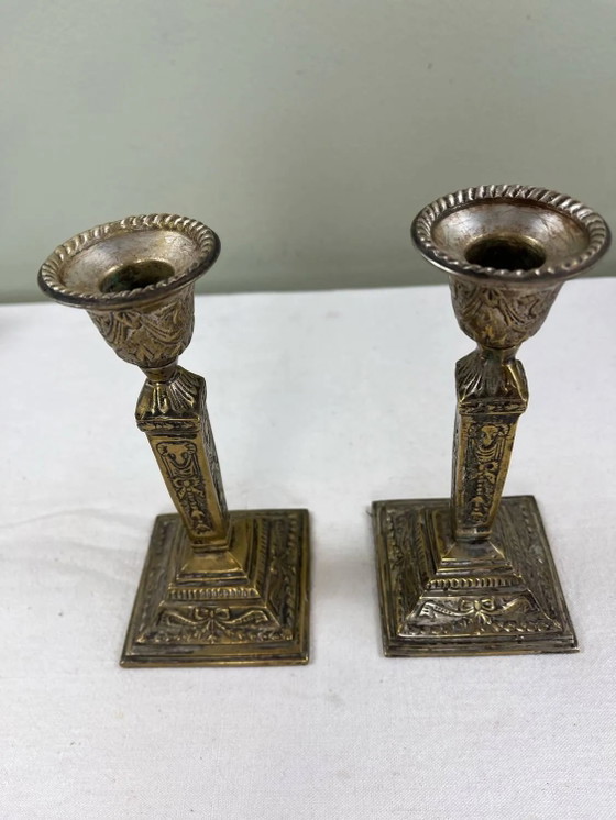 Coppia di candelieri – Portacandele, Brass, Art Deco (photo 4 of 6)