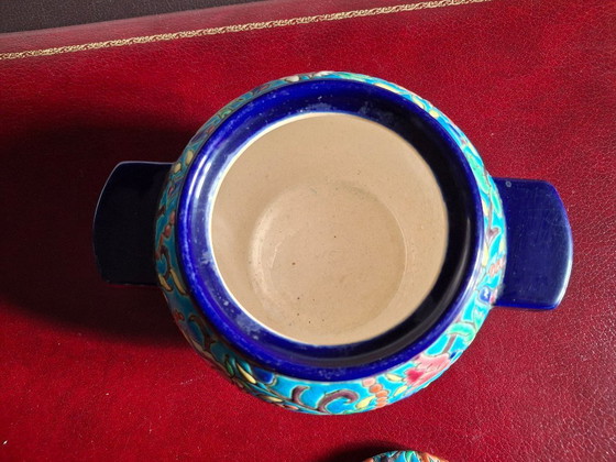 Image 1 of Juego de té esmaltado cloisonné de Longwy