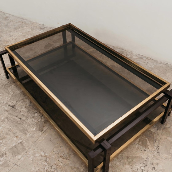 Image 1 of Tavolo Da Salotto Design Hollywood Regency Anni ‘70 Geometrico Ottone Vintage