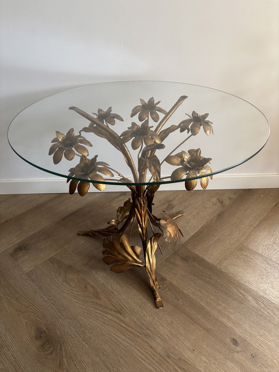 Image 1 of VINTAGE MESSING VERGULDE BIJZETTAFEL / SALONTAFEL HANS KÖGL