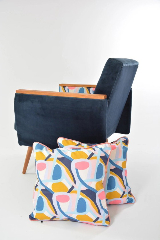Image 1 of Blauwe Matisse vierkante fauteuils