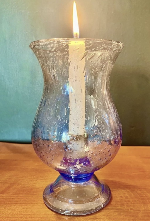 Blue Blown Glass French Candle Jar