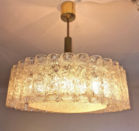 Image 1 of Doria Leuchten hanging lamp, Mid Century Modern design.32 ice cream tubes,
