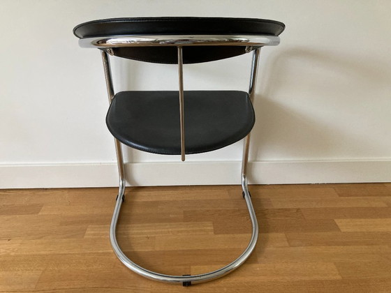 Image 1 of 4 Italiaans Design Tuigleer Chroom Buisframe stoelen 