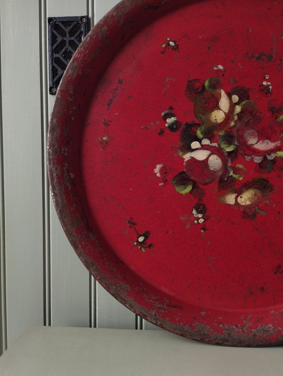 Image 1 of Sehr großes Napoleon III. Tablett aus lackiertem Blech