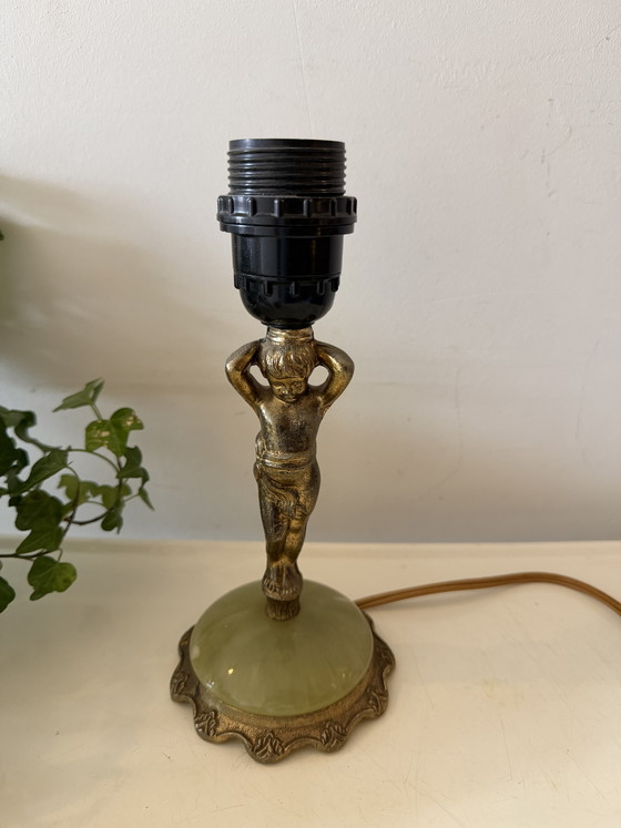 Image 1 of Brass table lamp with onyx base