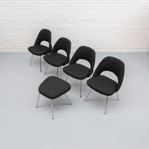 Ensemble de chaises de salle à manger de conférence et Hocker 70s